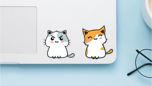 Miniatura 2 de Gatos surtidos lindos y adorables perfectos para despegar y pegar sonriente lindo adhesivo adhesivo adhesivo portátil escritorio