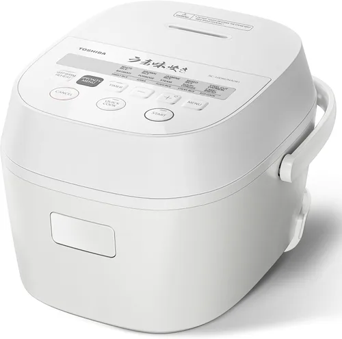 TOSHIBA OriginTaste - Olla arrocera de 5.5 tazas sin cocinar, lógica difusa, funciones 15 en 1, pantalla digital, temporizador de retardo, mantener