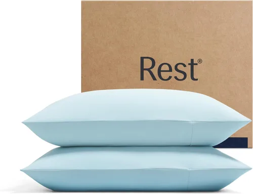 Miniatura 13 de REST® Evercool®+ Fundas de almohada refrescantes estándar, 2 fundas de almohada para piel sensible, tela con infusión de plata para un sueño