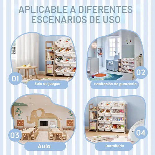 Miniatura 6 de Organizador de almacenamiento de juguetes, organizadores de juguetes y almacenamiento con estantería, estante de almacenamiento de juguetes con 3