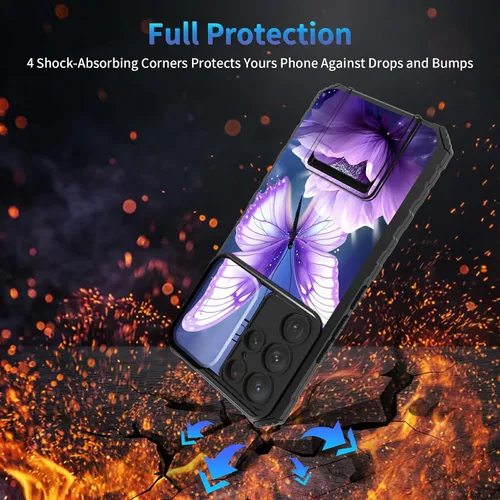 Miniatura 395 de Funda para Samsung Galaxy S22 Ultra 5G, Galaxy S22 Ultra con cubierta de cámara deslizante, funda resistente de doble capa con función atril Black