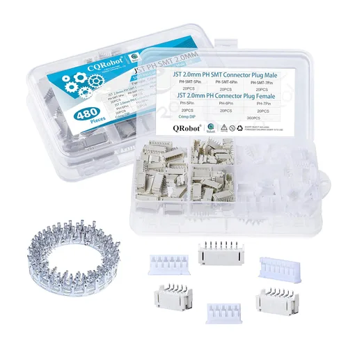Miniatura 103 de CQRobot JST EL 4.5 mm de paso 2 pines conector electrónico IC macho, enchufes hembra carcasa y kit de terminales de crimpado en T macho/hembra. 50