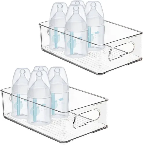 Organizador de biberones, centro de almacenamiento de plástico para biberones y frascos de alimentos, organizador portátil de plástico para bebés,