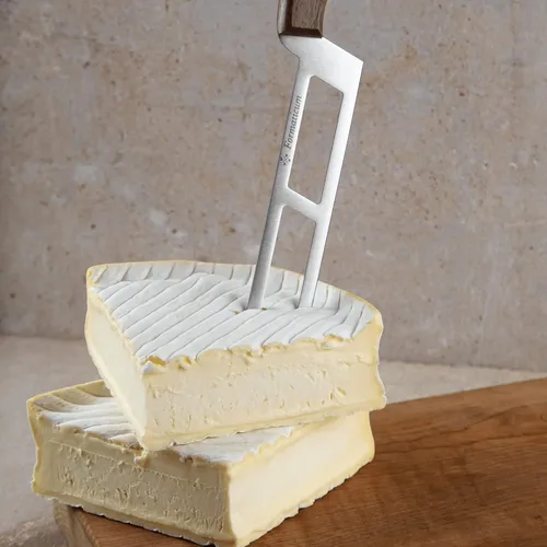 Miniatura 6 de Formaticum Cuchillo profesional de queso suave con horquilla, cortador de queso suave de 8 x 1.25 pulgadas, hoja de acero inoxidable antiadherente