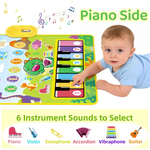 Miniatura 6 de Juguetes para bebés de 0 a 6 meses, tapete musical de dinosaurio Montessori Sensor Juguetes de 1 año de edad, juguetes sensoriales de aprendizaje