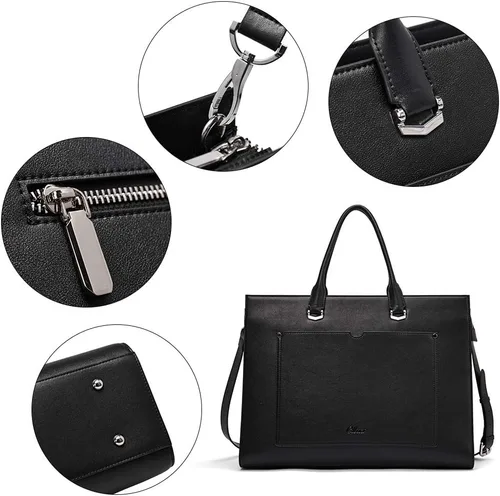 Miniatura 6 de CLUCI Maletín de cuero para mujer portátil de 15.6 pulgadas profesional de trabajo de negocios para mujer, bolso de hombro