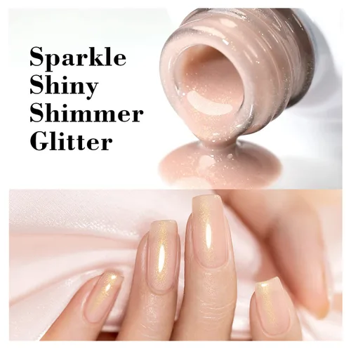 Miniatura 6 de RARJSM - Esmalte de uñas en gel, color nude, rosa melocotón, dorado, brillante, neutro, 15 ml, requiere secado con lámpara UV o LED, tono de piel