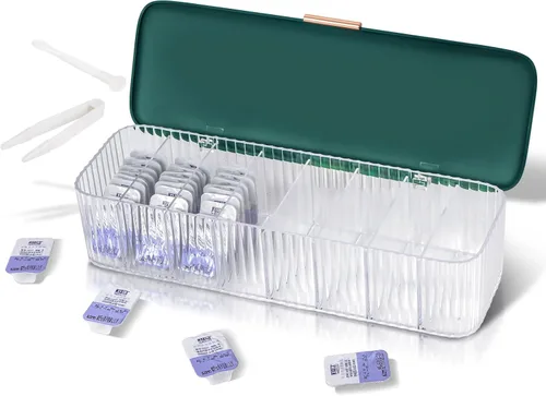 Miniatura 11 de P-80 Organizador diario de lentes de contacto con removedor y pinzas, dispensador de lentes desechable, caja de plástico transparente para todas