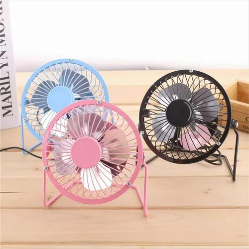 Miniatura 9 de Sokelinn-six Ventilador de escritorio USB pequeño de 4 pulgadas, mini ventilador de refrigeración personal silencioso de metal para el hogar, Rosa