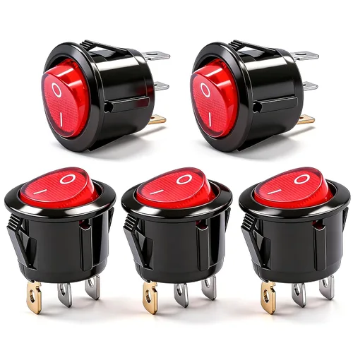 Miniatura 22 de mxuteuk Interruptor basculante momentáneo (ENCENDIDO) - Apagado de palanca DPST Power 4 Pin AC 250V 6A 125V 10A, uso para coche, barco