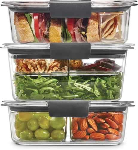 Miniatura 2 de Rubbermaid Brilliance - Recipientes de almacenamiento de alimentos con tapas, herméticos, para almuerzo, preparación de comidas y sobras, juego de 3