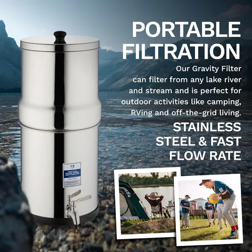 Miniatura 3 de Survivor Filter Sistema de filtro de agua ultra gravedad, filtro de agua alimentado por gravedad de acero inoxidable, 2.25 galones, para el hogar