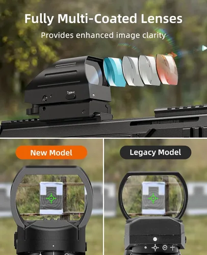 Miniatura 2 de EZshoot Rechargeable Red/Green Dot Reflex Sight, Red Dot Optic Scope, Multiple Reticle Paintball Sight with 20mm Picatinny Rail Mount, Absolute
