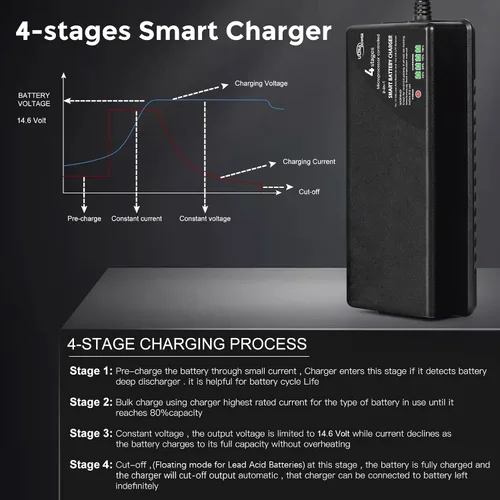 Miniatura 3 de ULTRAPOWER - Cargador de batería LiFePO4 de 14.6 V 10 A, cargador de batería inteligente para baterías LFP de 12 V y batería de plomo ácido