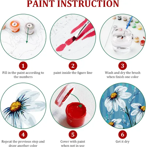 Miniatura 4 de Ginkko Pintura por números para adultos, niños, principiantes, con marco de madera, fácil, acrílico sobre lienzo, 12x16 pulgadas, con pinturas