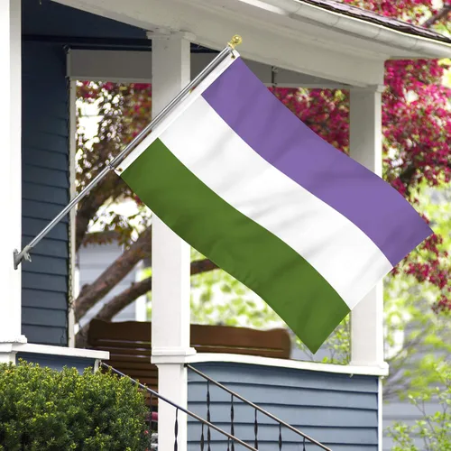 Miniatura 2 de FlagJoint - Bandera de Genderqueer de 3 x 5 pies, bandera del orgullo LGBTQ+, colores vibrantes, resistente a los rayos UV, ojales de latón