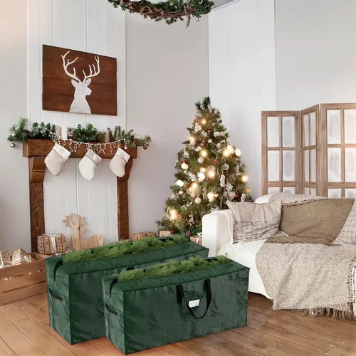 Miniatura 2 de Paquete de 2 bolsas de almacenamiento para árbol de Navidad - Bolsas impermeables para árboles artificiales desarmados de 17 pies, guirnaldas