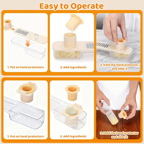 Miniatura 7 de Palksky Cortador de mandolinas de ajo, súper fino, 3 en 1, multifuncional, con trituradora, picadora de ajo portátil, utensilios de cocina, 2