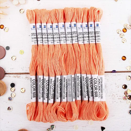 Miniatura 46 de 12 madejas ThreadArt Premium de hilo de bordar de algodón egipcio de fibra larga Gris antiguo 6 hilos divisibles de 8.75 yardas cada uno