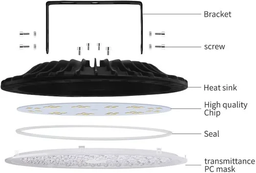Miniatura 2 de Viugreum Paquete de 10 luces LED UFO de 500 W, 50000 lúmenes, 6500 K, luz diurna blanca ultra fina, iluminación LED de almacén, IP65 impermeable