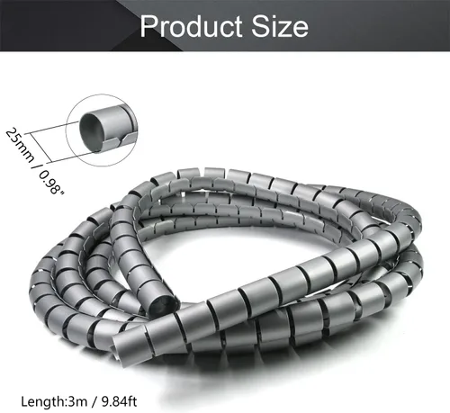 Miniatura 2 de Othmro 1 funda de cable en espiral de polietileno de 9 pies, 1.102 in/1.10 pulgadas de diámetro, funda de alambre expandible, tubo de envoltura