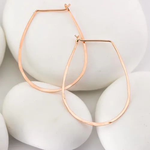 Miniatura 144 de Aretes de aro finos martillados, elegantes plata esterlina geométrica sólida, relleno de oro y relleno de oro rosa; para mujer por Lotus Stone