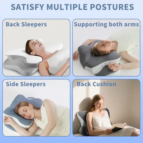 Miniatura 6 de Almohada cervical de espuma viscoelástica, almohada refrescante para dormir, almohadas ergonómicas de espuma viscoelástica para apoyo del cuello