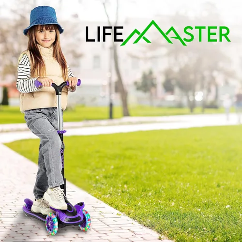 Miniatura 8 de Scooter de 3 ruedas para niños con asiento plegable, altura ajustable del manubrio, juguete de paseo inclinado para conducir para niños a partir