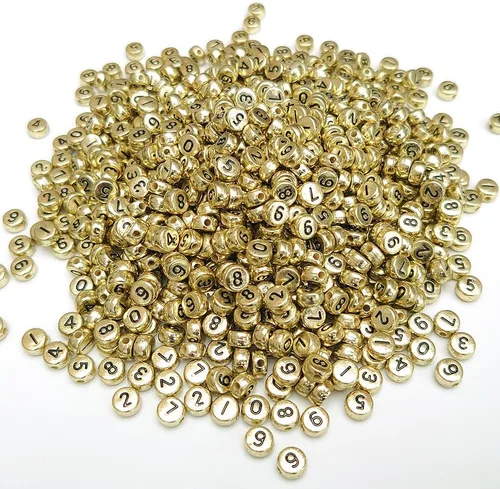 Miniatura 13 de 200 cuentas redondas doradas de letras del alfabeto acrílico de 0.157 x 0.276 pulgadas de la A a la Z, cuentas de plástico mixtas sueltas para hacer