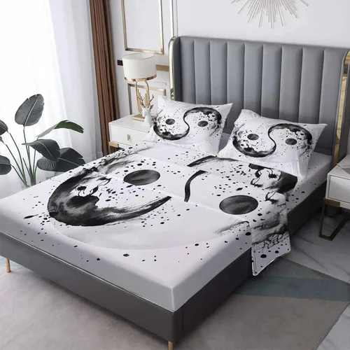 Miniatura 10 de Yin Yang - Juego de sábanas tamaño individual, sábanas japonesas, microfibra suave y bolsillo profundo, sábanas y fundas de almohada estampadas sin