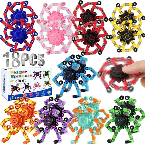 Miniatura 9 de 9 piezas transformables Fidget Spinners, cadena deformable sensorial Fidget DIY Robot Spinner Sensory para niños, juguetes Fidget para recuerdos