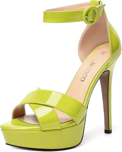 Miniatura 134 de MODENCOCO Sandalias de boda con correa de tobillo sexy para mujer, con plataforma y puntera abierta, tacón de aguja y tacón alto, zapatos de vestir