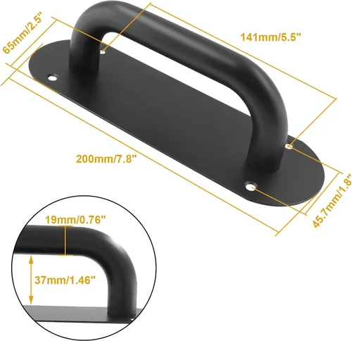 Miniatura 2 de Biaungdo Paquete de 2 tiradores de puerta de acero inoxidable, resistentes para puerta corrediza de granero, gabinete de cocina, negro mate