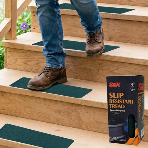 Miniatura 12 de S&X Peldaños de escaleras con cinta antideslizante reflectante de rayas 5 unidades/paquete, peldaños reflectantes de 6 x 24 pulgadas, peldaños