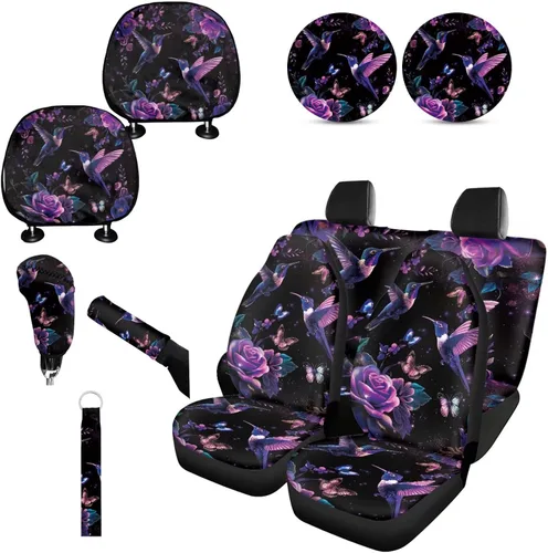 Miniatura 17 de Forchrinse Bee - Juego de fundas para asiento delantero y trasero con funda para palanca de cambios de freno de mano, funda para reposacabezas