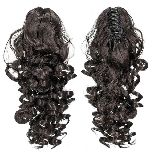 Miniatura 10 de SWACC 12-Pulgadas Extensiones de Cola de Caballo Cortas con Rizos de Tornillo y Pinza de Gancho Extensiones de Cabello Sintético con Cordón