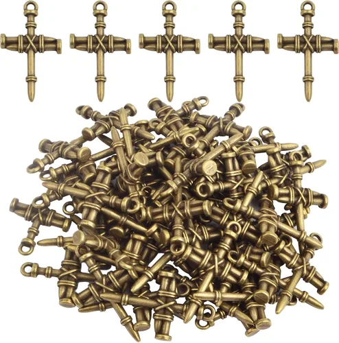 Miniatura 9 de 50 dijes de cruz de aleación religiosa cristiana Jesús Crucifijo Crucifijo, suministros de manualidades para manualidades, collares, pulseras