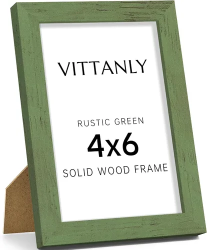 Miniatura 78 de Vittanly - Marco de fotos de 4 x 6 pulgadas de madera maciza con plexiglás, incluye paspartú de 3,5 x 5, para colgar en la pared o poner sobre una