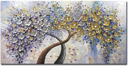 Miniatura 8 de V-inspire Arte, 24 x 48 pulgadas, moderno, 100% pintado a mano, pinturas al óleo de árbol de la suerte, pintura acrílica, decoración de marco