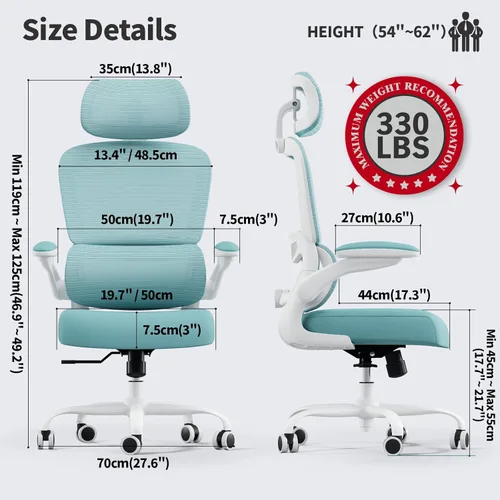 Miniatura 2 de TRALT Silla de oficina ergonómica de escritorio, 330 libras, sillas de escritorio de oficina de malla para el hogar con ruedas, cómodas sillas