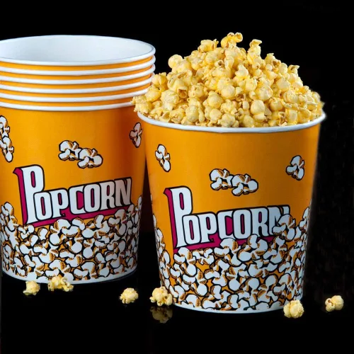 Miniatura 5 de Novelty Place Contenedores de plástico para palomitas de maíz de estilo retro para noche de películas, 7 pulgadas de alto x 7 pulgadas de diámetro