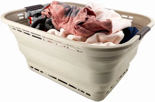 Miniatura 7 de SAMMART - Canasta plegable de plástico para la ropa sucia de 42L (11 galones) – Contenedor/organizador de almacenamiento plegable – Tina portátil