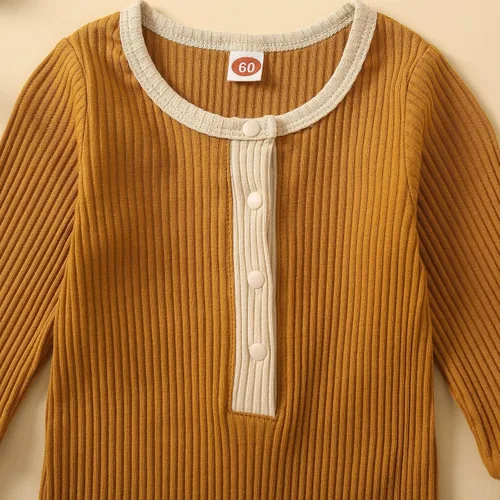 Miniatura 5 de LEBOLONG Enterizo unisex para bebés y niñas, con botones, liso, de una pieza, para bebés y niñas, ropa