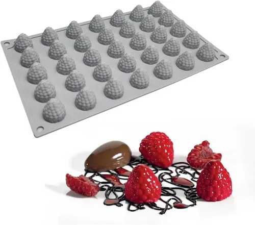 mostsom Molde de Silicona 3D de Frambuesa de 35 Cavidades para Fondant Chocolate Dulces Pasta de Goma Arcilla Polimérica Resina Cocina Horneado