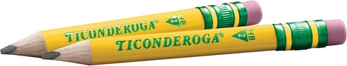 Miniatura 6 de Ticonderoga Mis primeros lápices cortos triangulares con estuche de madera, #2 HB suave, con borradores, amarillos, 4