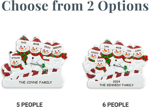 Miniatura 5 de Let's Make Memories Adorno de Navidad personalizado – para la familia – Trineo de muñeco de nieve – Adorno de Navidad 2024 – Grabado – Resina
