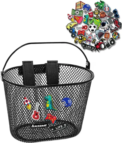 Miniatura 12 de Cesta de Bicicleta para Niños ANZOME, Cesta de Bicicleta para Niños y Niñas, Cesta de Bicicleta de Alambre de Metal Impermeable para Niños, Adecuada