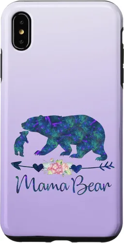 Miniatura 11 de Teal Blue Purple Floral Mama Bear and One Cub Silver Purple Case for iPhone 17