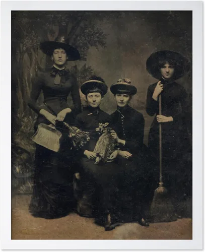 Miniatura 19 de Monem Art - Póster vintage de brujas que van a su sábado, impresión retro de brujas desnudas, arte de Halloween, arte pagano, regalo para hombres