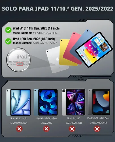 Miniatura 2 de MoKo Funda para iPad (A16) de 11ª/10ª generación 2025/2022, resistente a prueba de golpes, doble capa protectora de cuerpo completo, protector